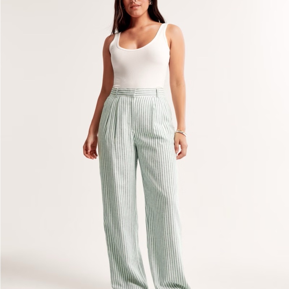 Abercrombie & Fitch Sloane curve love linen blend wide leg trouser